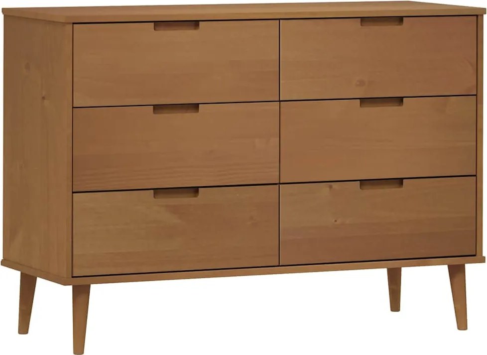 vidaXL MOLDE barna tömör fenyőfa fiókos szekrény 113 x 40 x 80 cm
