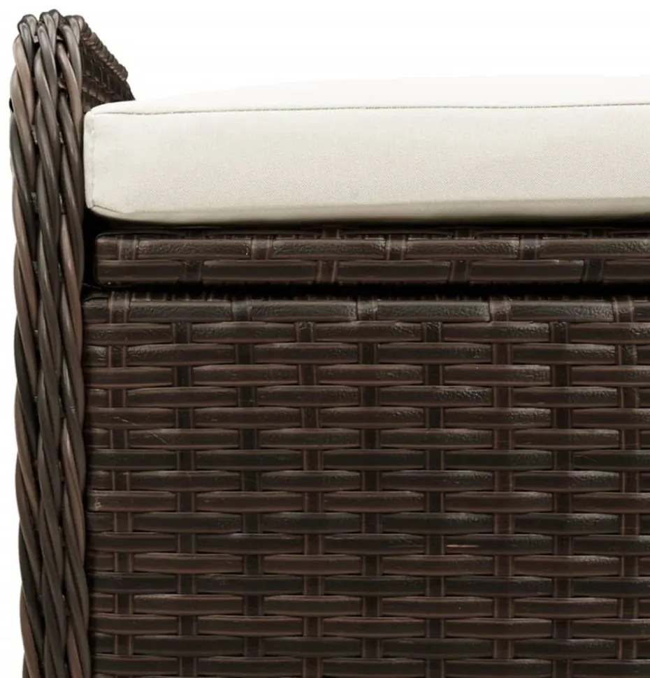 barna polyrattan tárolópad párnával 80 x 51 x 52 cm