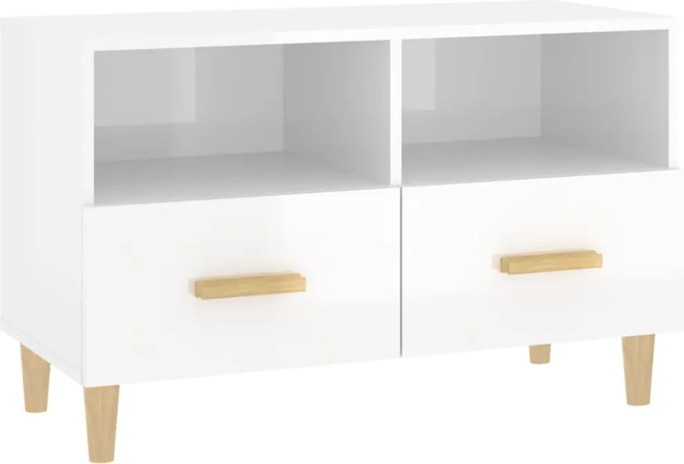 vidaXL fehér magasfényű szerelt fa TV-szekrény 80x36x50 cm