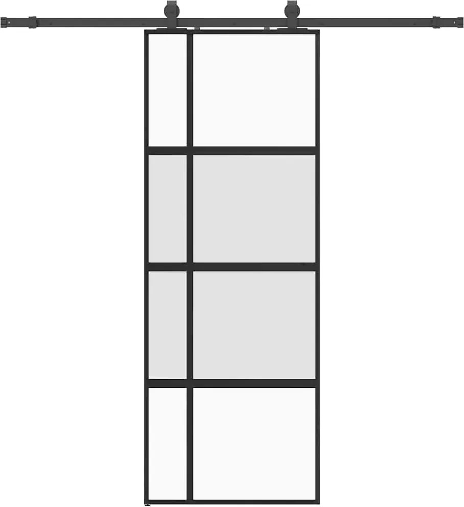 vidaXL fekete edzett üveg tolóajtó fémszerelék szettel 76x205 cm