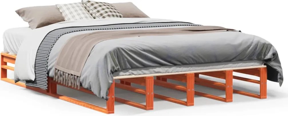 vidaXL viaszbarna tömör fenyőfa ágy matrac nélkül 120 x 200 cm