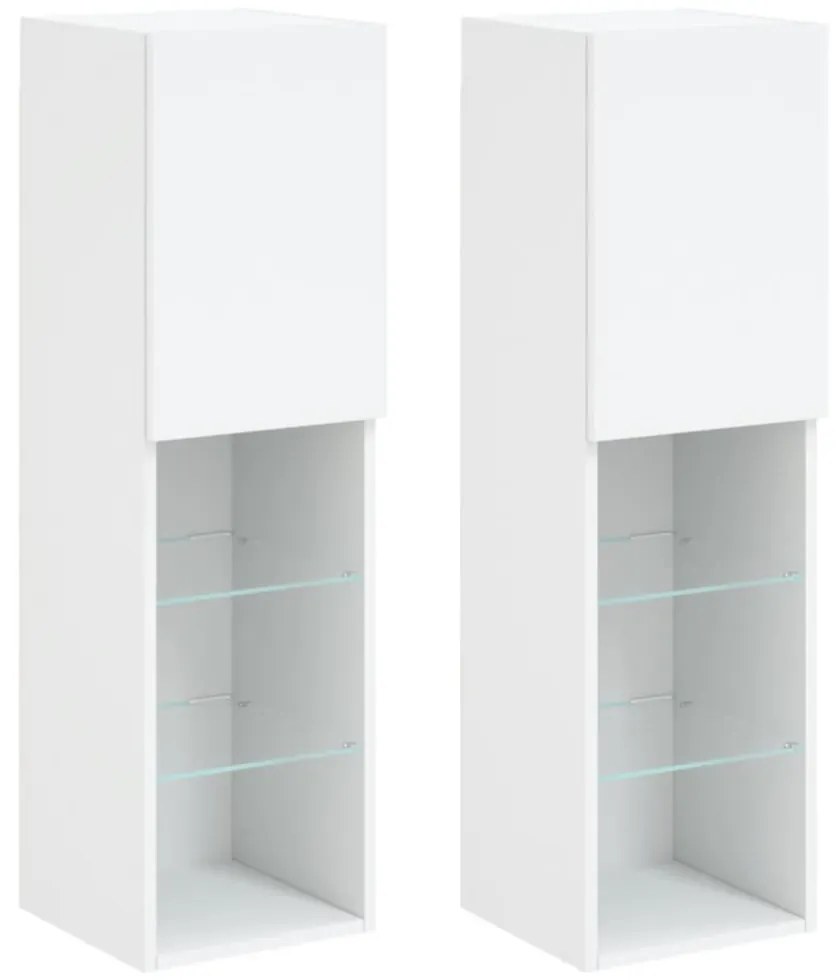 2 db fehér TV-szekrény LED-világítással 30,5 x 30 x 102 cm