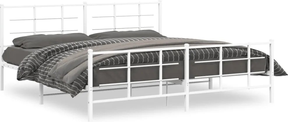 vidaXL fehér fém ágykeret fej- és lábtámlával 193 x 203 cm