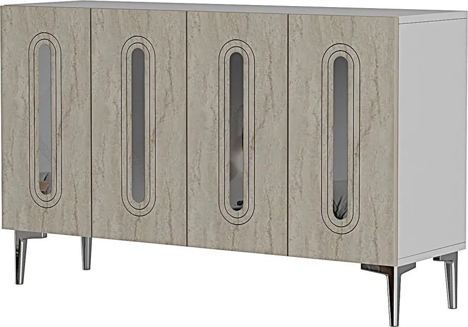 Rany 120 - White, Travertine, Silver