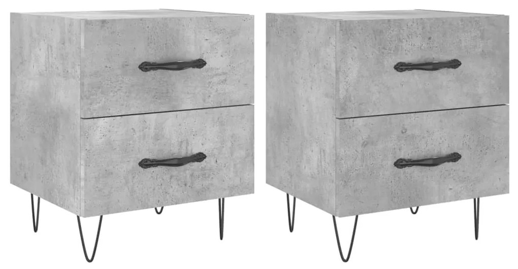 2 db betonszürke szerelt fa éjjeliszekrény 40 x 35 x 47,5 cm