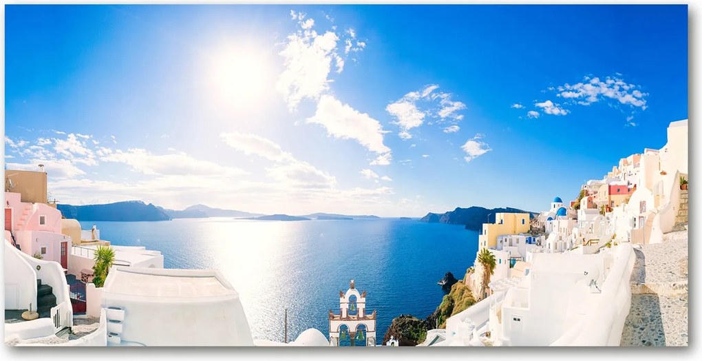 Fotó üvegfestmény Santorini Görögország 140x70