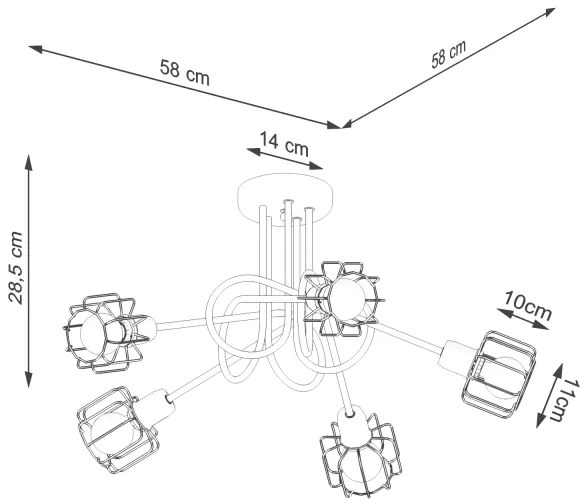 Sollux SL.1119 - Csillár rúdon BELUCI 5xE14/40W/230V fekete