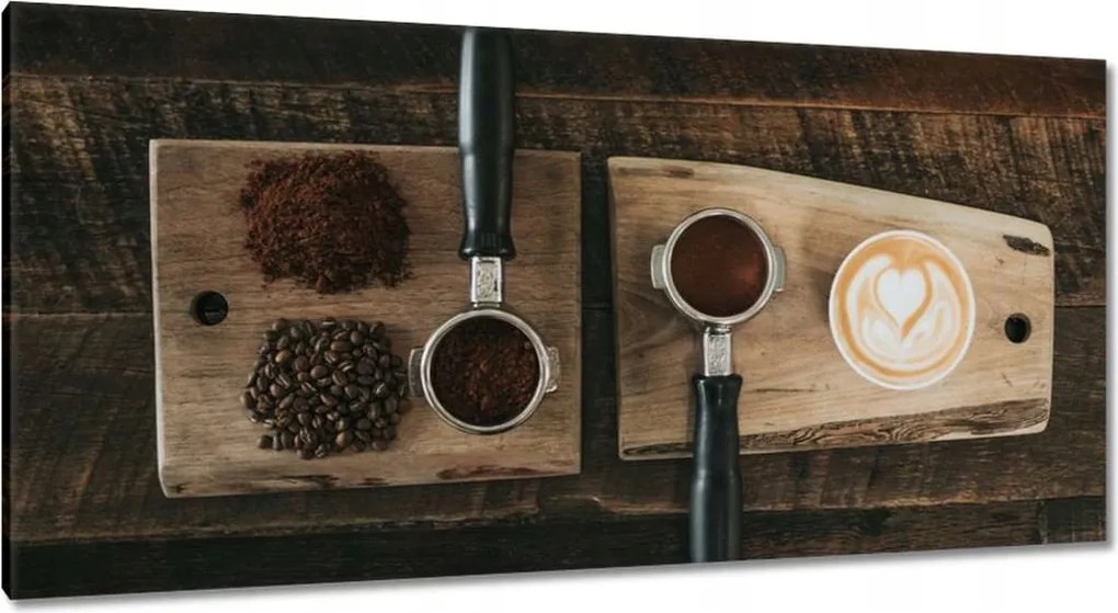Vászonkép 115x55 Kávé ínyenceknek Bronz