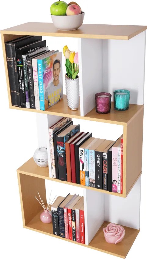 Könyvespolc, tűnyalábos fenyő/fehér, ERDEM NEW TYP 1