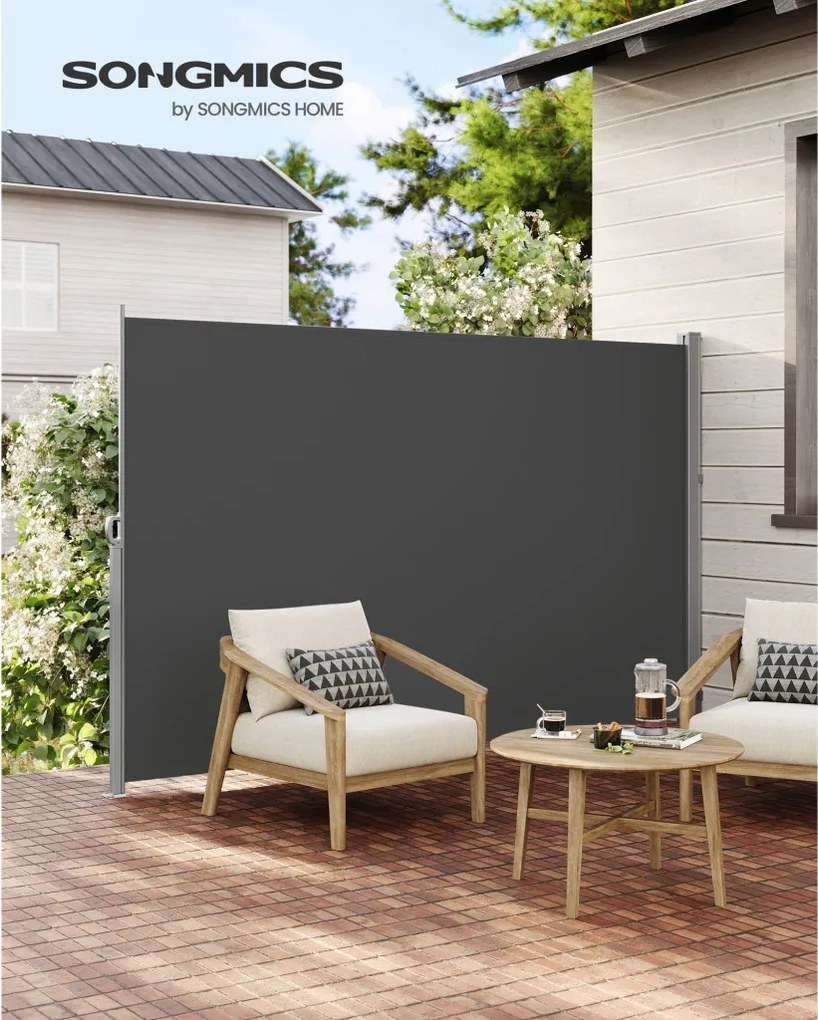 Oldalsó terasznapellenző, belátásgátló, szürke, 220 g/m² 160 x 300 cm