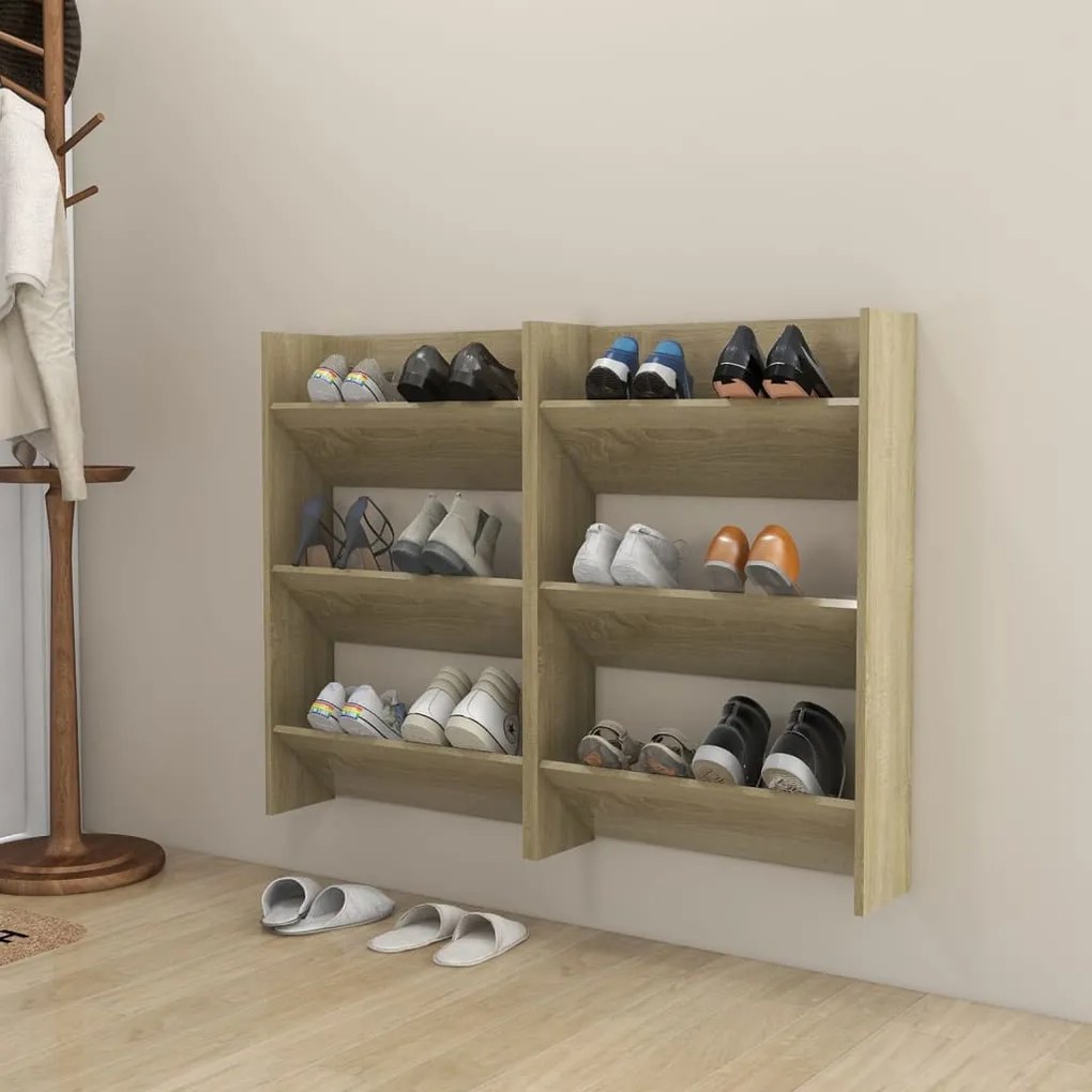 2 db sonoma-tölgy fali cipősszekrény 60 x 18 x 90 cm