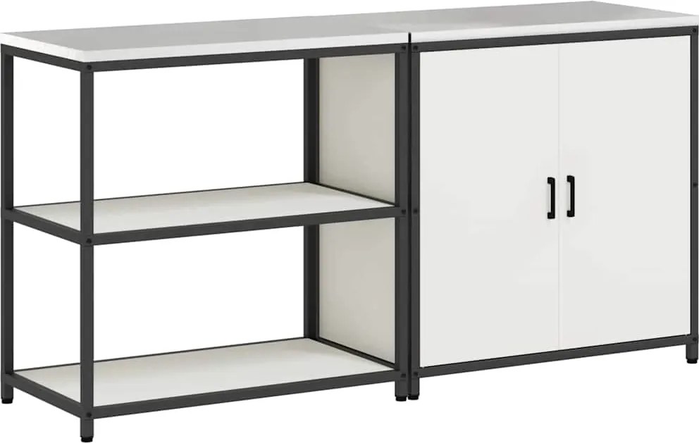 vidaXL Konyhai Tároló Készlet 2 pcs Fehér Hidegen hengerelt acél