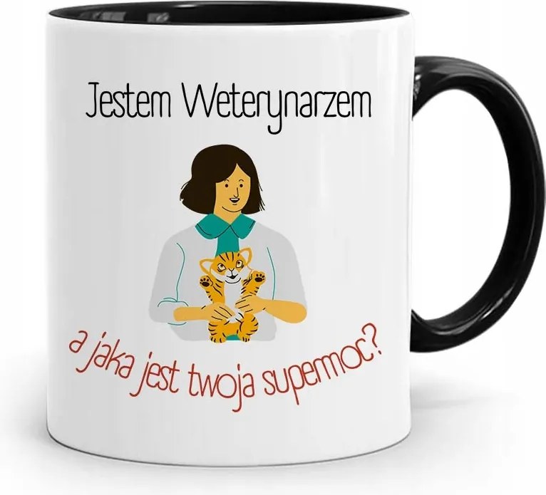 Fekete Bögre Állatorvosnak Állatorvos Vagyok, fényképes nyomattal