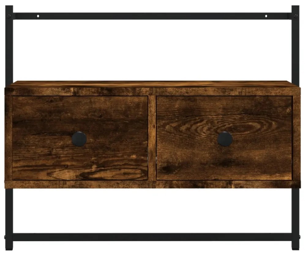 füstös tölgy színű szerelt fa fali TV szekrény 60,5x30x51 cm