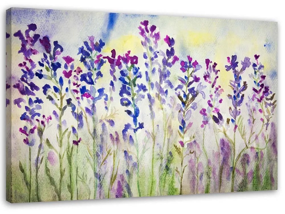 Gario Vászonkép Lila virágok a réten Méret: 90 x 60 cm