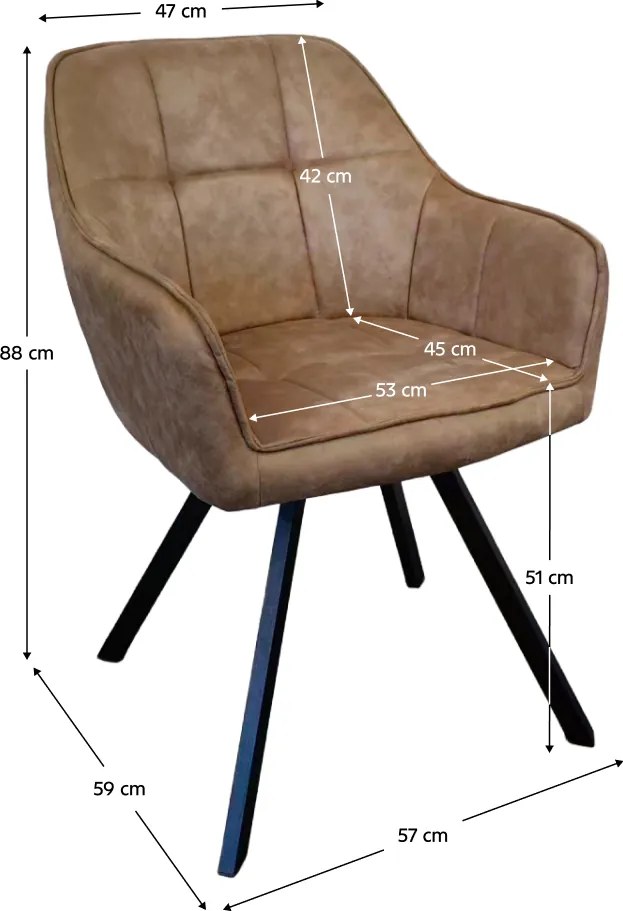 Forgó étkezőszék, szürkésbarna szövet csiszolt bőr hatással, SAMANTA