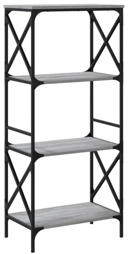 4 szintes szürke sonoma szerelt fa könyvespolc 59 x 35 x 132 cm