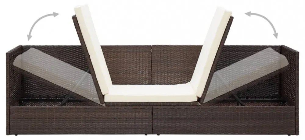 barna polyrattan kerti ágy hát- és ülőpárnákkal