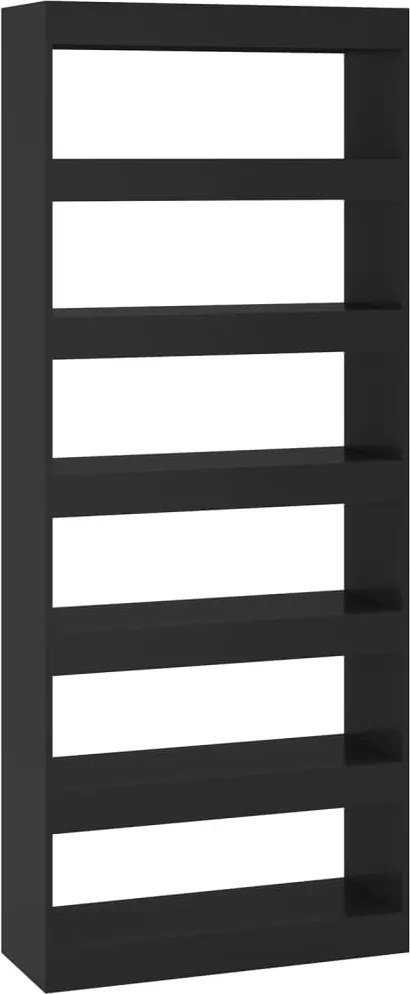 vidaXL fekete szerelt fa térelválasztó könyvszekrény 80x30x198 cm