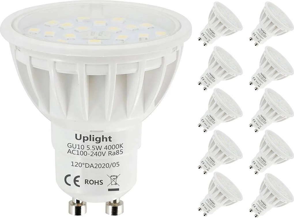 Led halogén izzók Gu10 Led semleges fehér 600lm 10 db-os szett