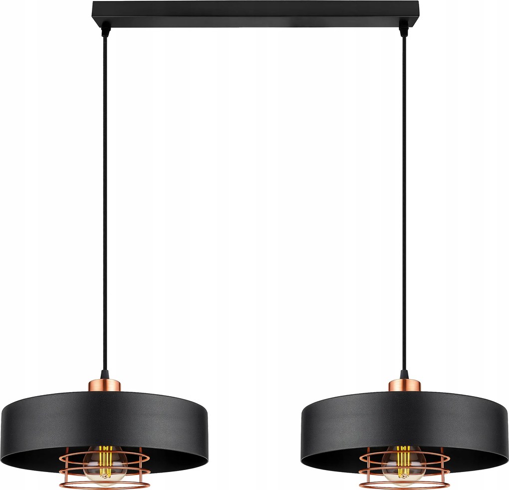 Mennyezeti lámpa Függő Led Csillár Loft Fekete réz nappali E27 fém