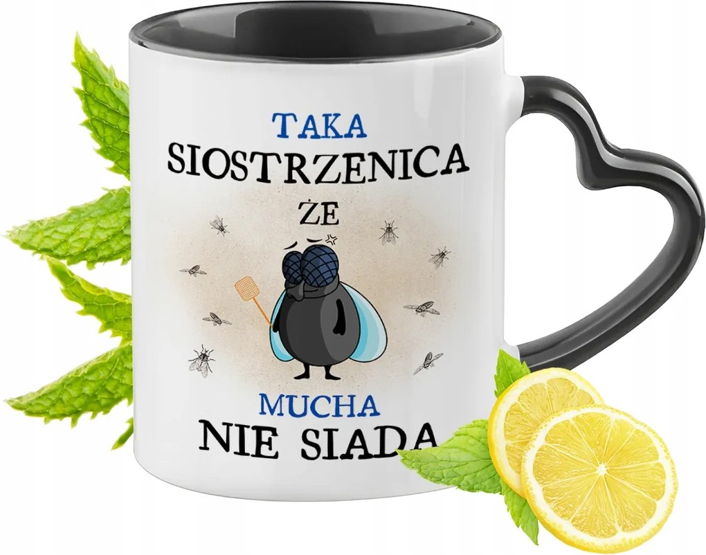 Unokahúgomnak Fekete Bögre Szív Alakú Füllel Ajándék