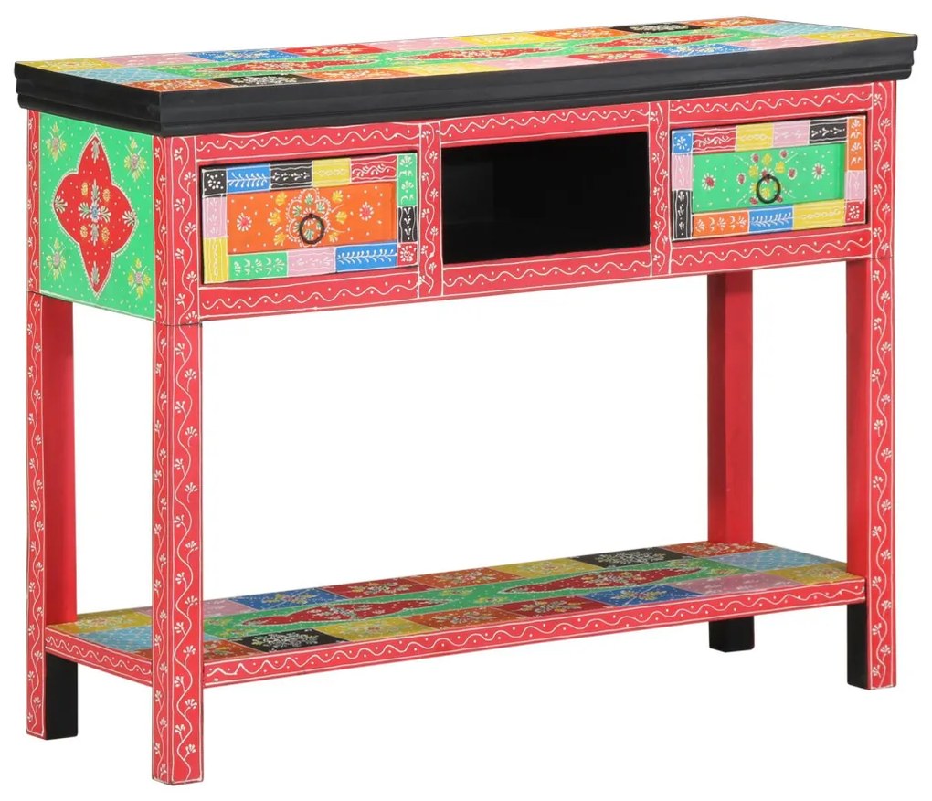 Színes Konzolasztal 100x30x75 cm Tömör Mangófából