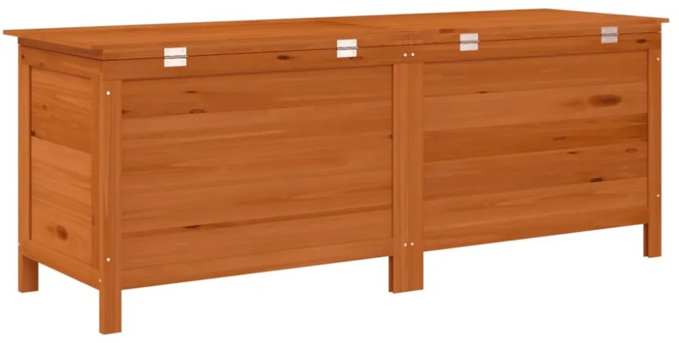 barna tömör fenyőfa kerti tárolóláda 150 x 50 x 56,5 cm