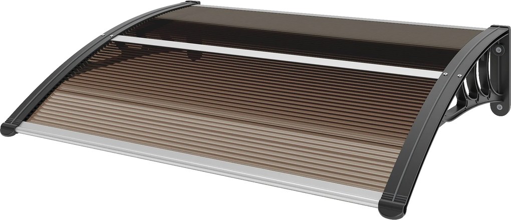 Outsunny Bejárati Napernyő 75 x 100 cm Pultvordach Polycarbonate Barna | Aosom