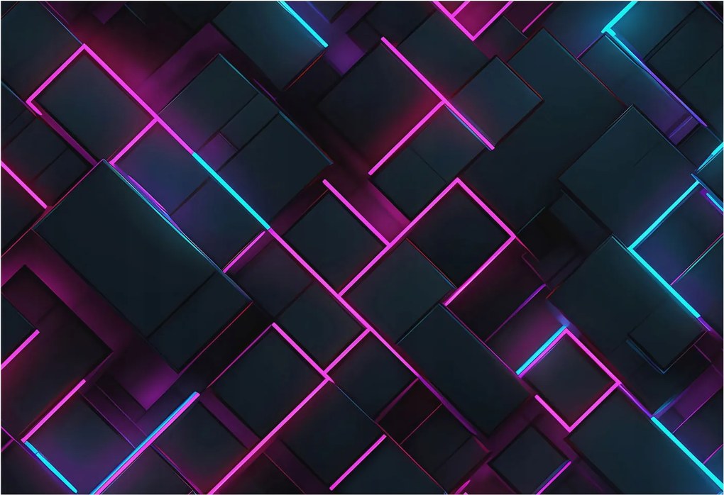 Fali tapéta Panoráma Neon geometria 152x104 Ragasztó