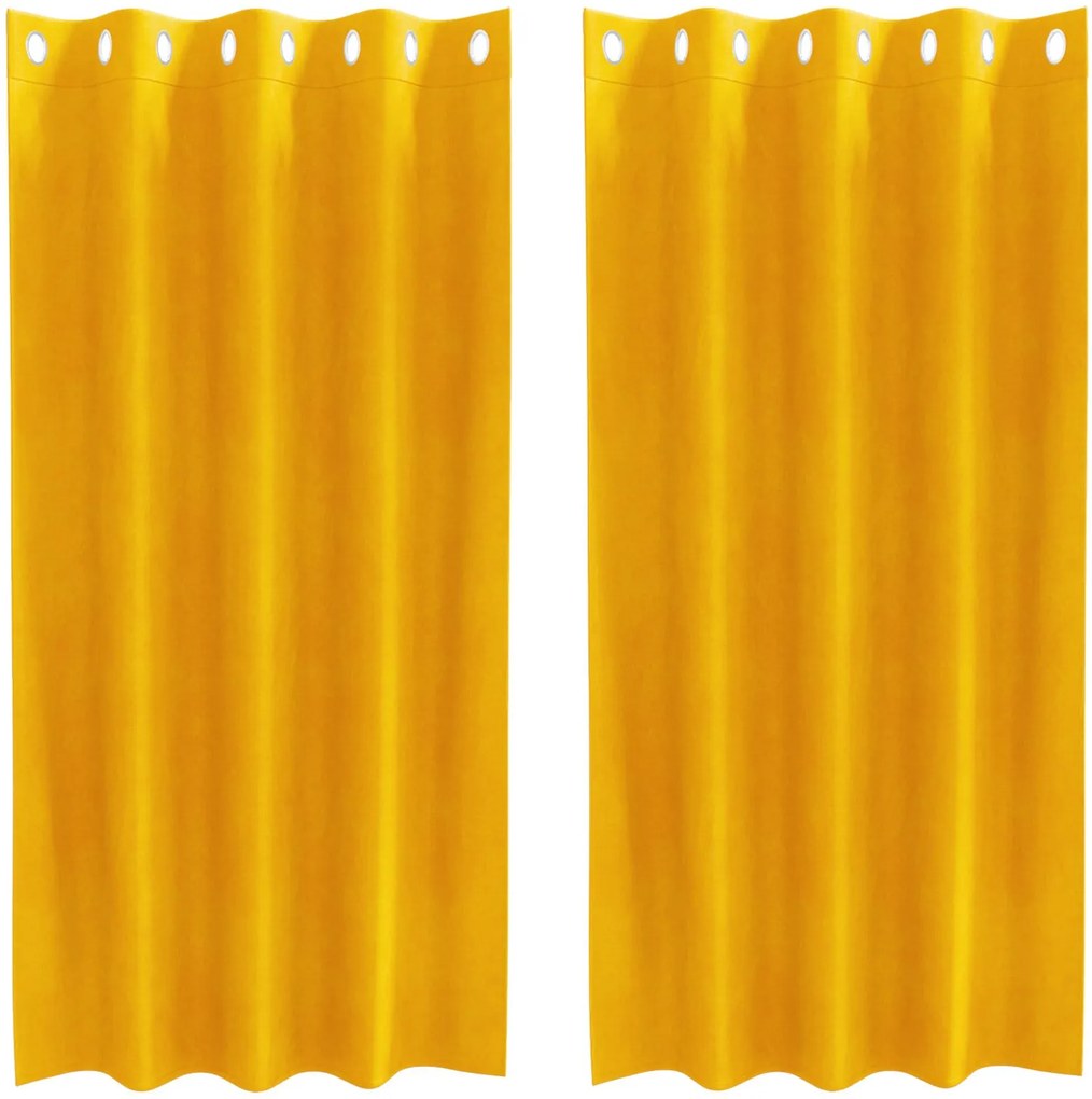 vidaXL Sötétítő függönyök 2 pcs Mustár sárga 140 x 175 cm Bársony