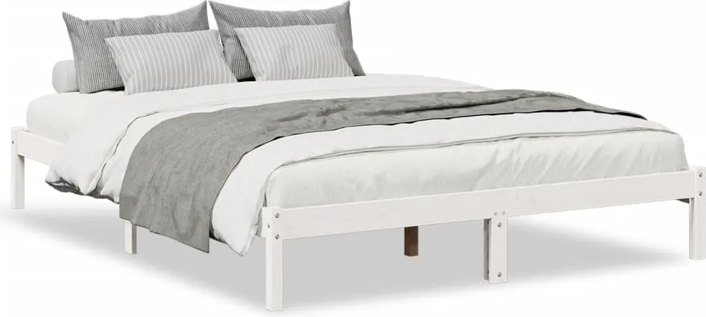 vidaXL fehér tömör fenyő extra hosszú ágykeret matrac nélkül 140x210cm