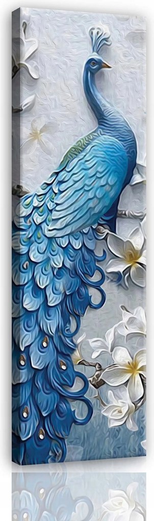 Vászonkép 45x145 páva madár luxus farok virágok pillangók természet szépség elegancia