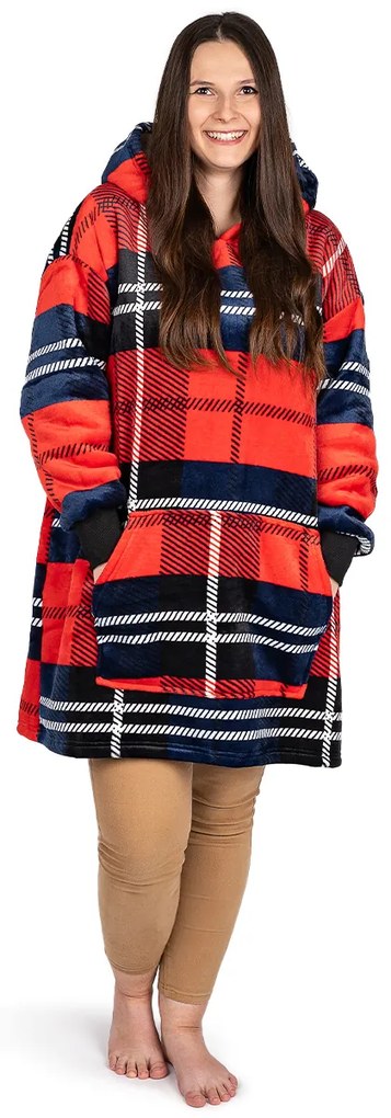 4Home Kockás mikroplüss gyapjú hatású takarópulóver, uni M - női