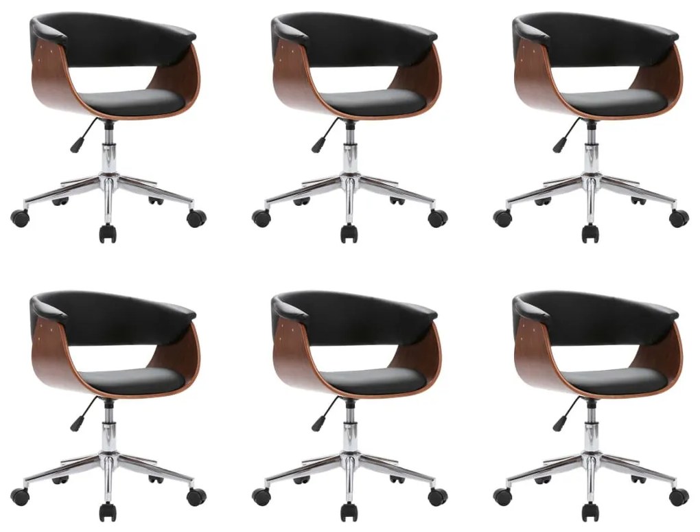 6 db fekete műbőr forgó étkezőszék