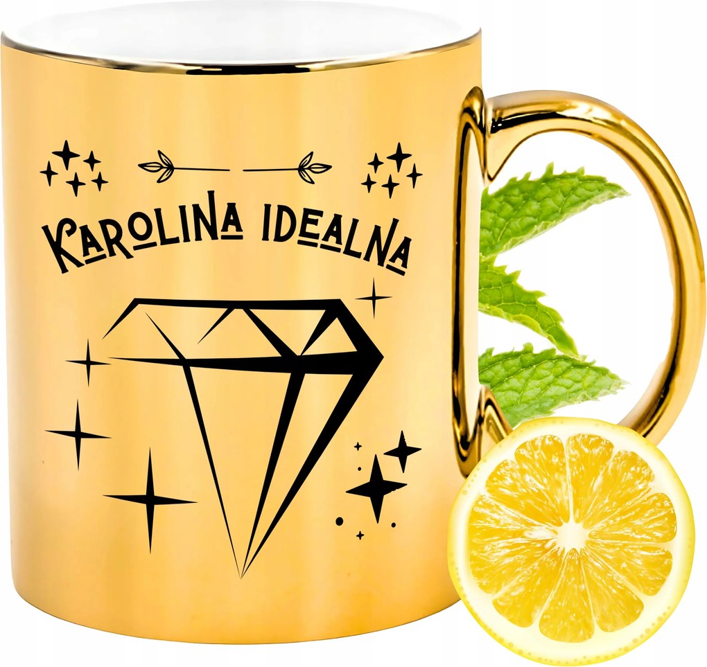 Prémium Arany Csillogó Bögre Karolina Ajándék Nyomtatott Fotóval