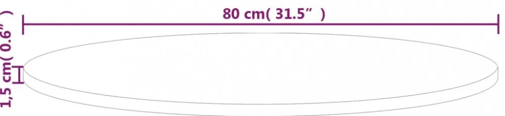kerek kezeletlen tömör tölgyfa asztallap Ø80 x 1,5 cm