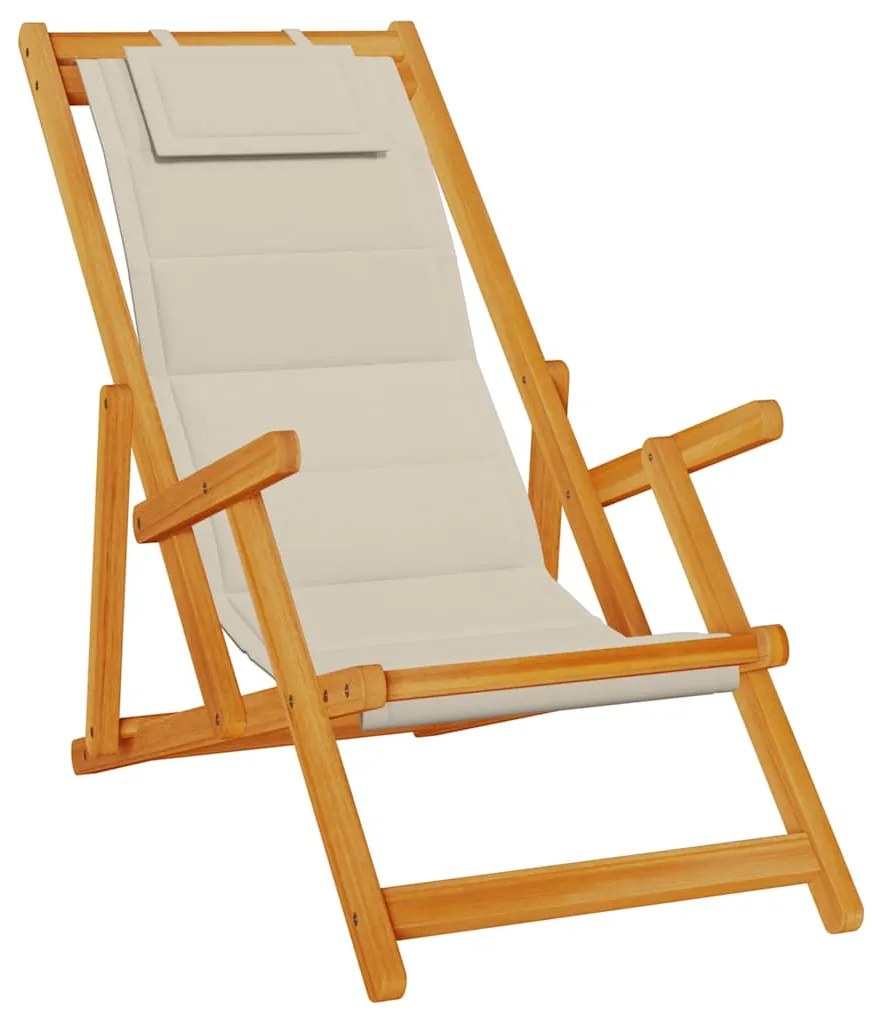 vidaXL tópszínű akácfa & textilene összecsukható strandszék karfával