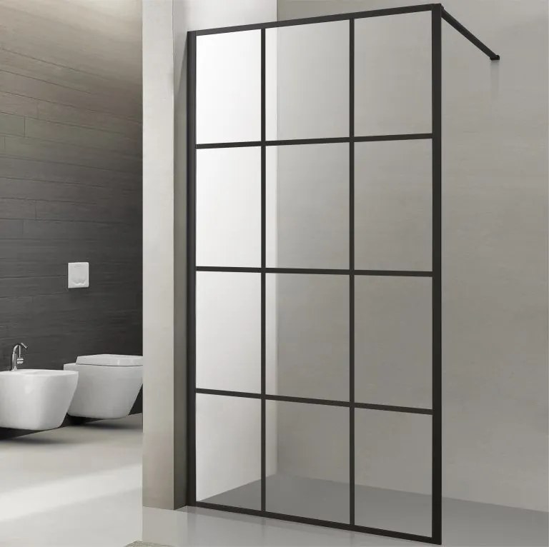 Viva AQUA Max WALK IN Zuhanyfal - FEKETE mintás - FEKETE profil - 8 mm NANO üveg - 120 x 200 cm