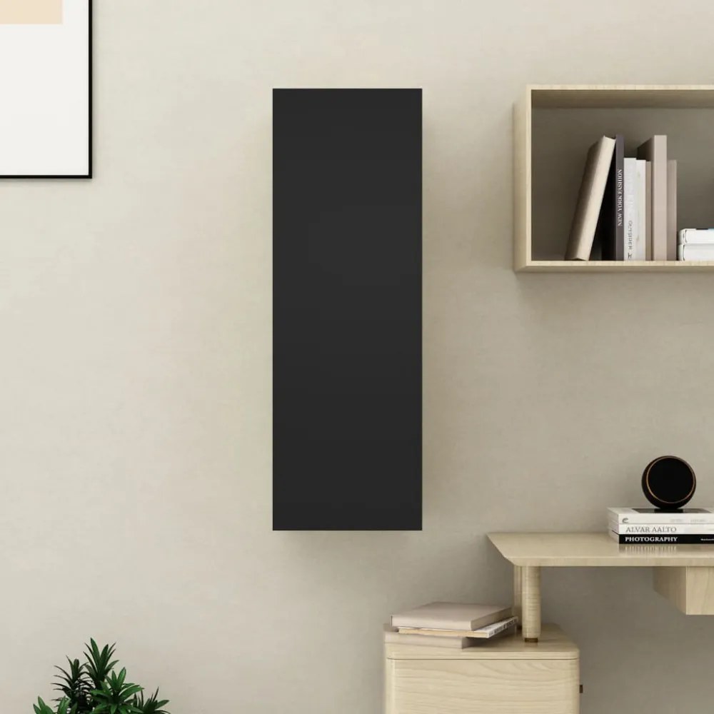 fekete szerelt fa TV-szekrény 30,5 x 30 x 90 cm
