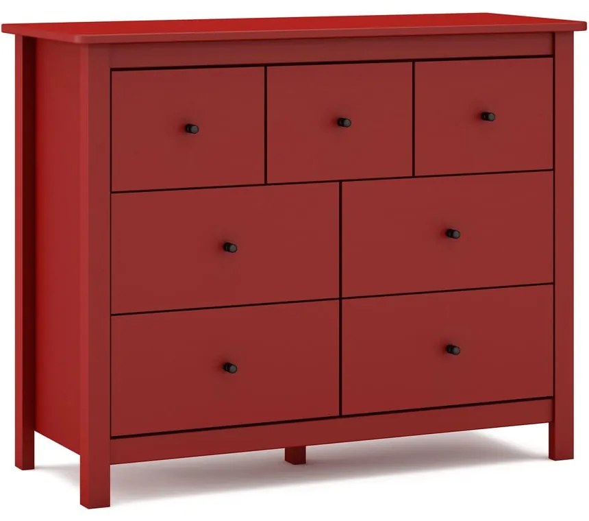 Piros borovi fenyő alacsony komód 110x80 cm Misti – Marckeric