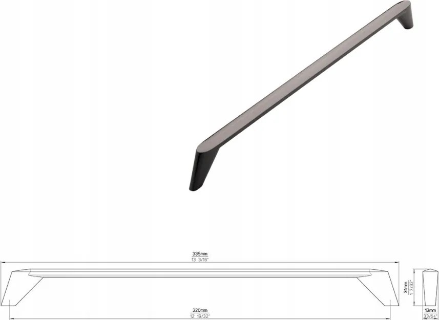 Bútorfogantyú Siro 2413-335ZN16 fényes antracit