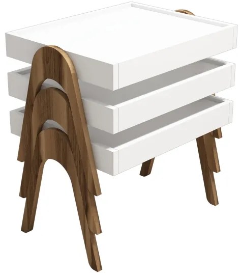 3 db ROMA dohányzóasztal szett fehér/barna