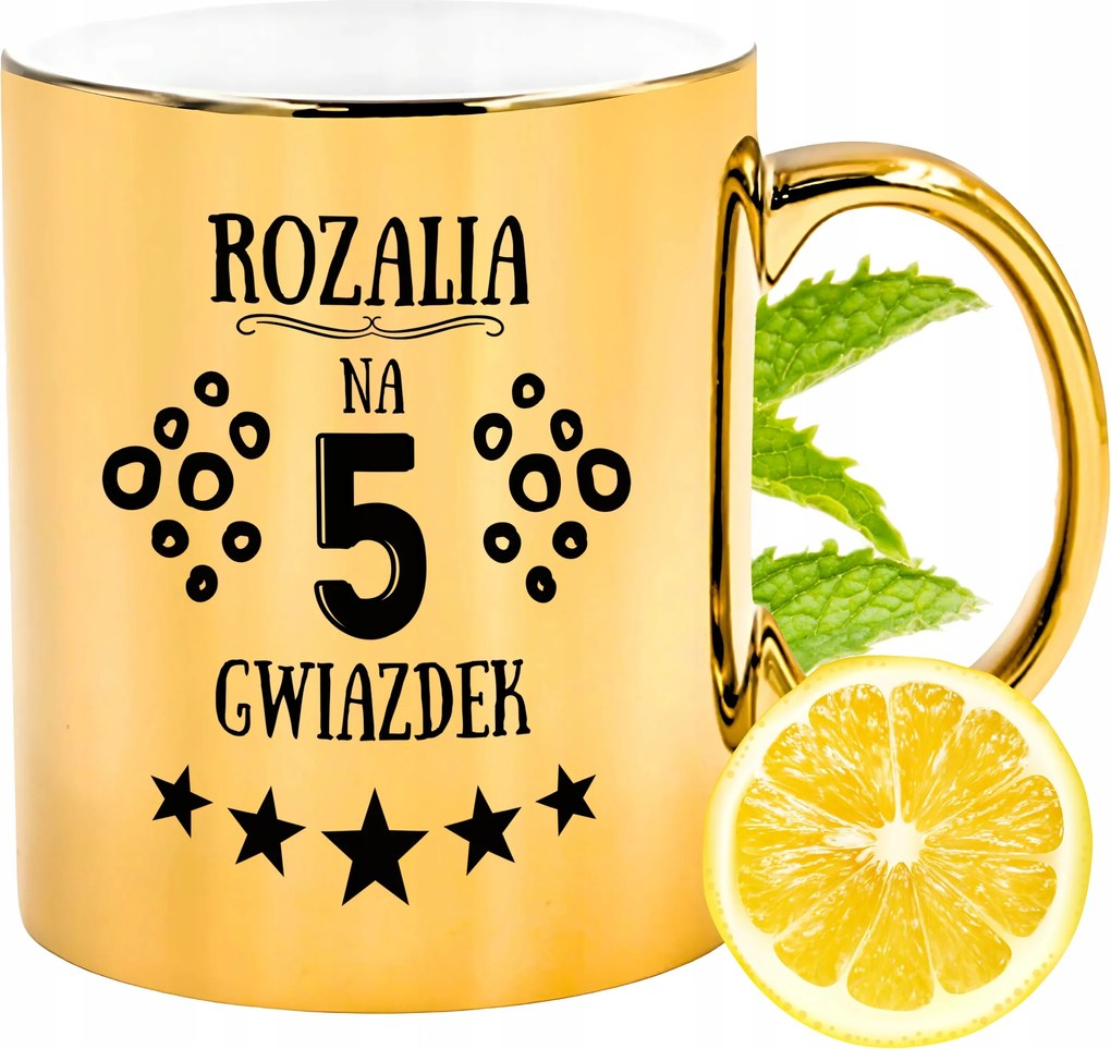 Prémium Arany Csillogó Bögre Rozáliának Ajándék Nyomtatott Fotóval