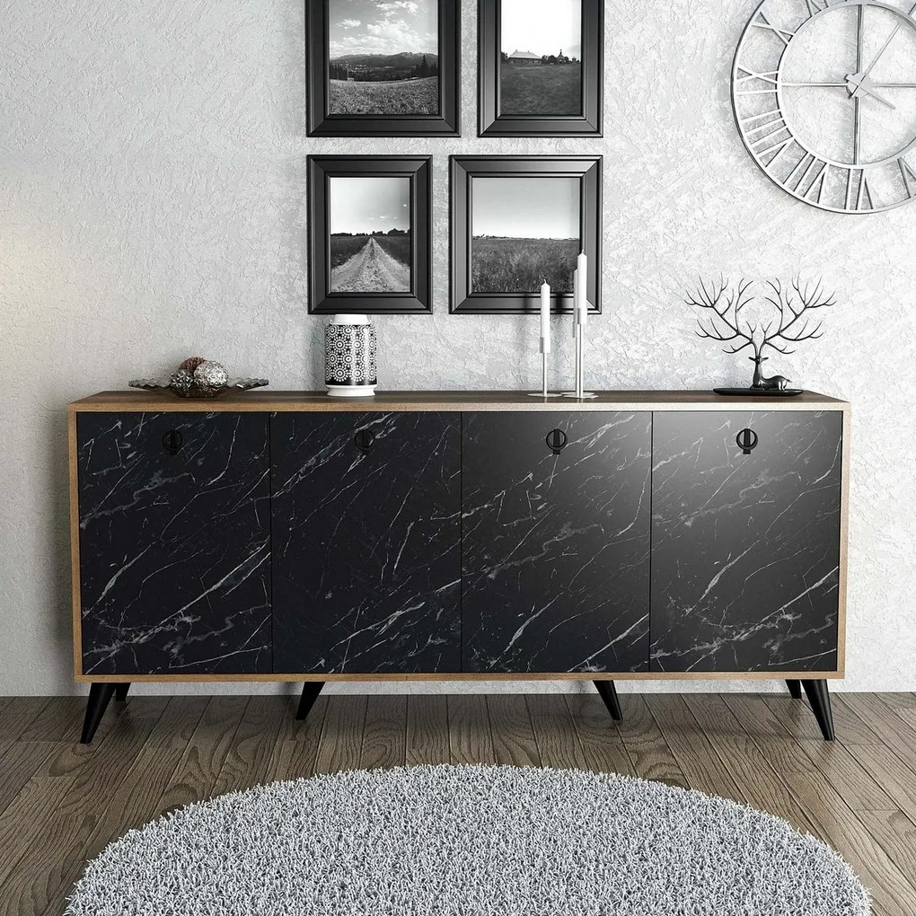 Elite Walnut and Black Marble szekrény