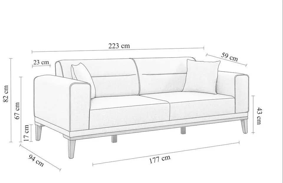 Sötétkék kinyitható kanapé 223 cm Liones – Artie