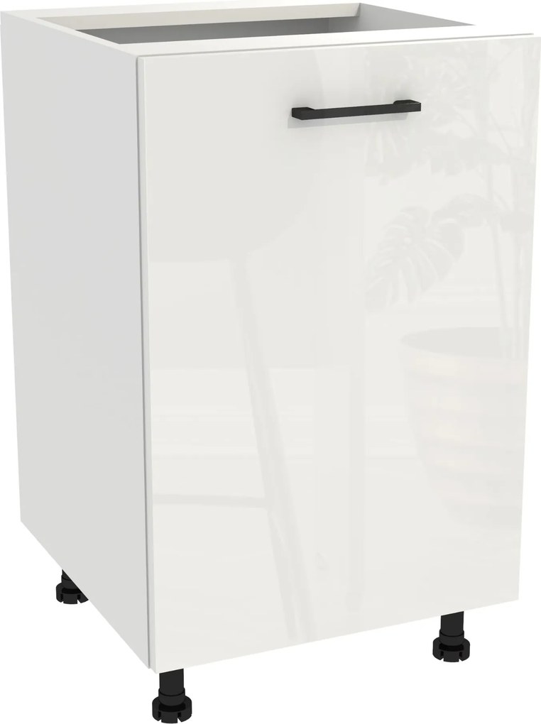 Konyhaszekrény alsó 50 Capri korpusz fehér front fehér akril fényes