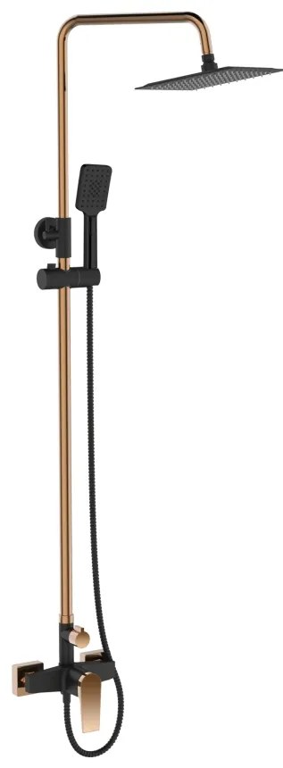 Invena Midnight, zuhanygarnitúra esőfejjel 20x20 cm, fekete-rózsa arany, AU-35-D14-V