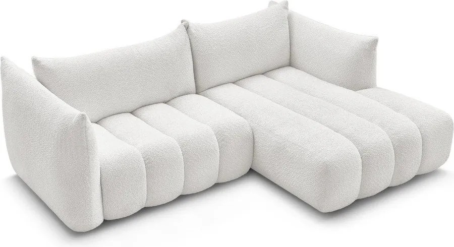 Fehér buklé sarokkanapé (jobb oldali-heverő résszel) Azra – Bobochic Paris