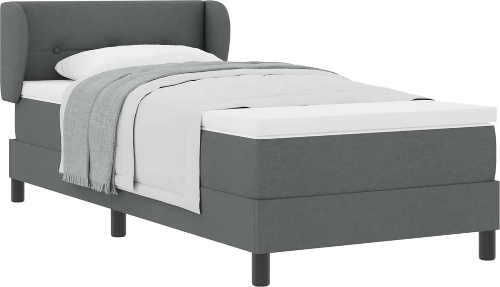 vidaXL Boxrugós ágy matracmal Sötétszürke 90 x 190 cm szövet